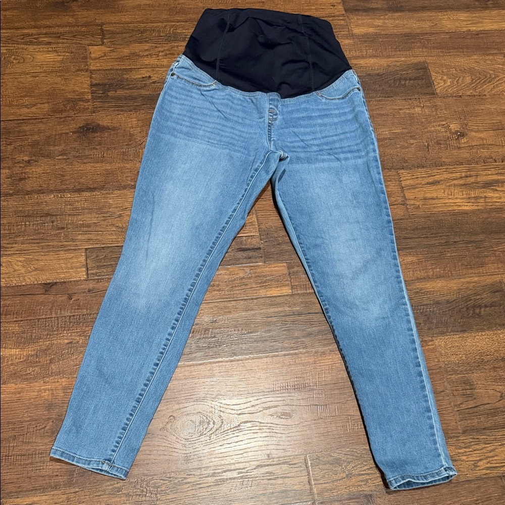 Maternity light Blue Stretch Denim Jeans with Black Waist Panel 6/28R